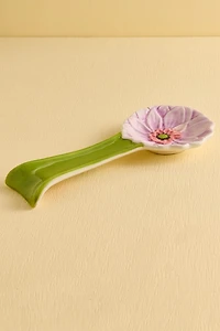 Purple Blushing Flower Artisan-Painted Spoon Rest