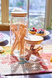 Small Peach Butterfly Garden Glass Canister Jar