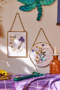 Rectangle Flowerpress Glass Wall Hanging