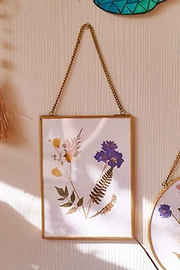 Rectangle Flowerpress Glass Wall Hanging