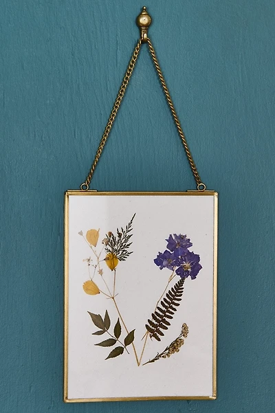 Rectangle Flowerpress Glass Wall Hanging