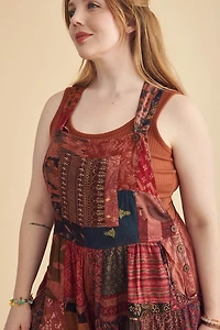 Assorted Berry Overdyed Patchwork Overall Skort Romper