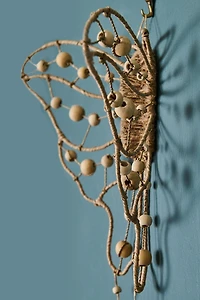 Natural Jute Beaded Moth Wall Plaque