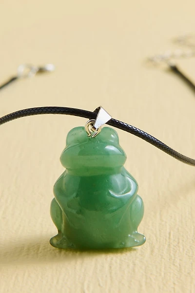 Green Aventurine Frog Figurine Necklace