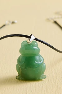 Green Aventurine Frog Figurine Necklace