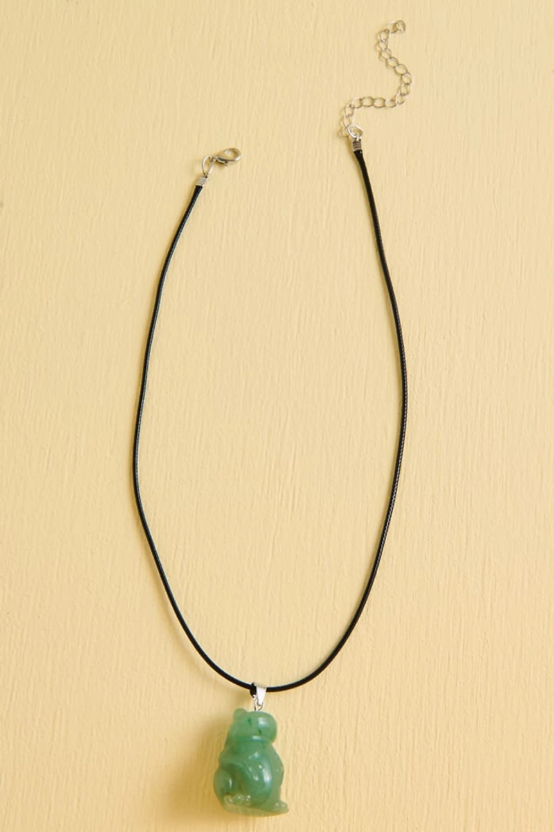 Green Aventurine Frog Figurine Necklace