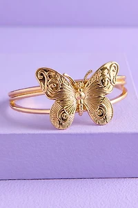 Large Gold Butterfly Cuff Bracelet