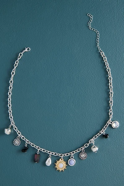 Opalite Abalone Shell Mini Charm Necklace