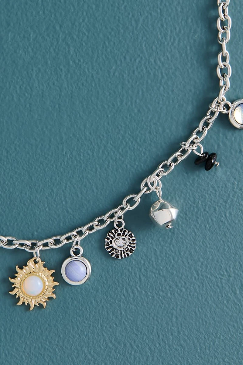 Opalite Abalone Shell Mini Charm Necklace