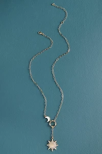 Gold Rhinestone Glass Sun Oval Chain Necklace