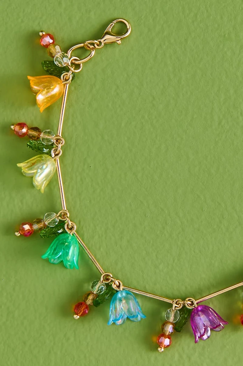 Rainbow Lily of the Valley Flowers Bracelet