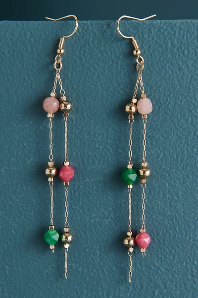 Howlite Gold Dainty Beaded Dangle Earrings