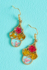 Ornate Boho Pressed Flower Earrings