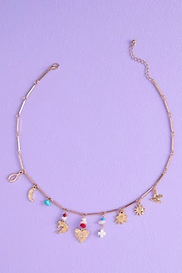 Gold Boho Horse Charm Necklace