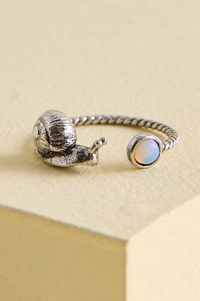 Opalite Mini Snail Silver Ring