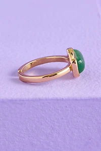 Green Aventurine Natural Shaped Stone Gold Ring