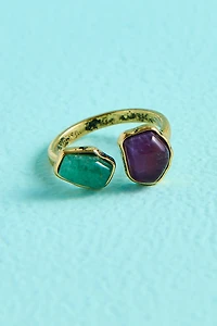 Amethyst and Green Aventurine Natural Shaped Ring