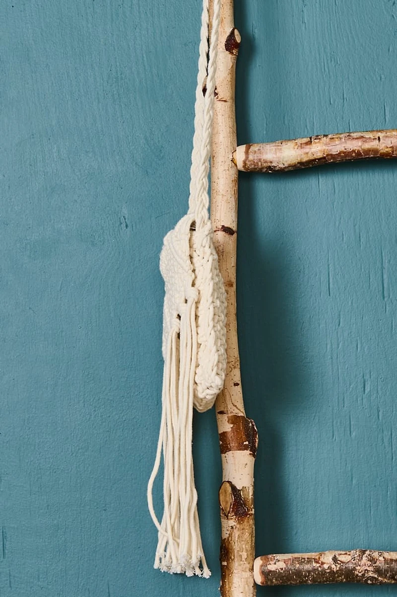 Cream Macrame Fringe Crossbody Bag