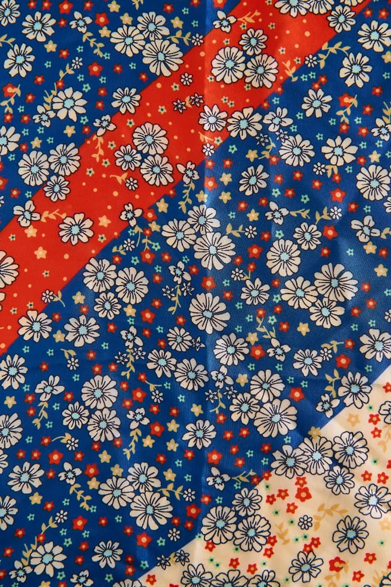 Blue Daisy Boho Satin Bandana - Hippie Festival Hair Accessory | Shop Now