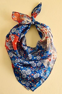 Blue Daisy Boho Satin Bandana - Hippie Festival Hair Accessory | Shop Now