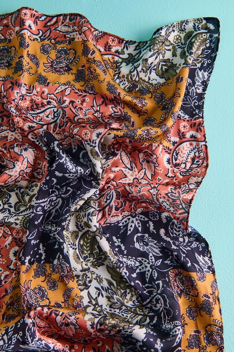 Earthy Paisley Small Boho Satin Bandana