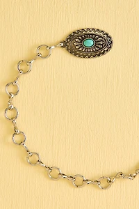 Silver Western Concho Boho Chain Belt