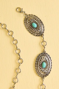 Silver Western Concho Boho Chain Belt