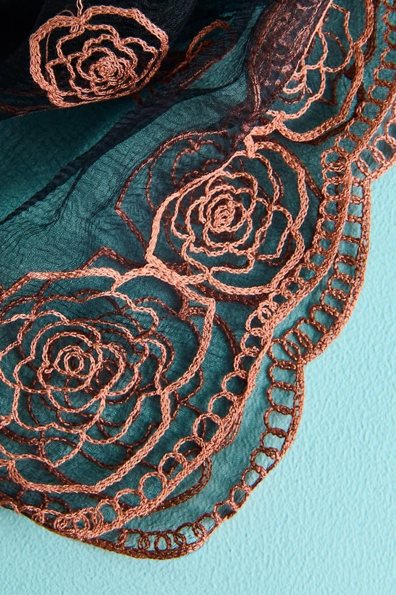 Black Large Boho Sheer Lace Bandana