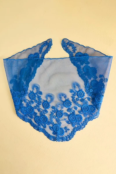 Boho Lace Hair Scarf - Cobalt Blue Hippie Head Wrap | Shop Now