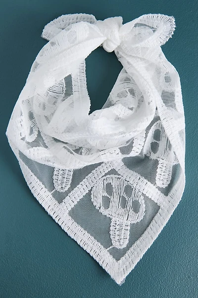 White Mushroom Square Hair Scarf - Trippy Boho Hippie Style | Shop Now