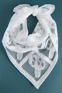 White Mushroom Square Hair Scarf - Trippy Boho Hippie Style | Shop Now