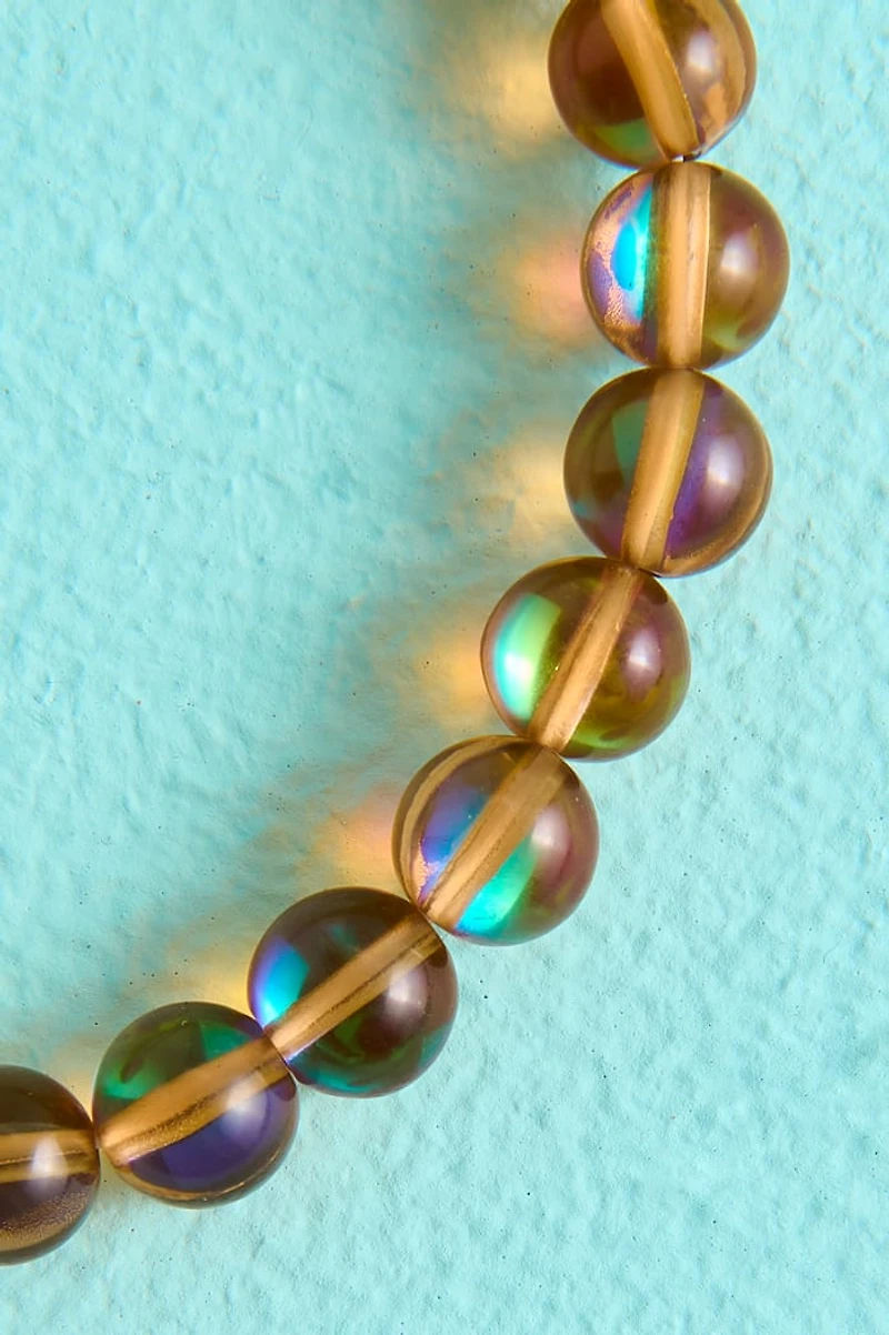 Shiny Brown Aura Bead Stretch Bracelet