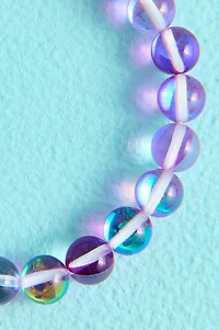 Shiny Purple Aura Bead Stretch Bracelet