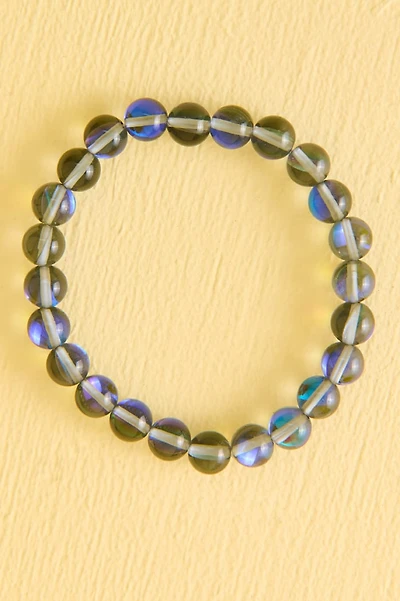 Shiny Grey Aura Bead Stretch Bracelet