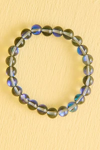 Shiny Grey Aura Bead Stretch Bracelet