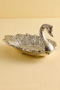Silver Vintage Swan Metal Catchall Tray