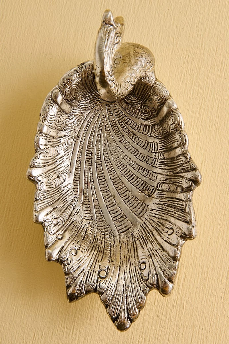Silver Vintage Swan Metal Catchall Tray