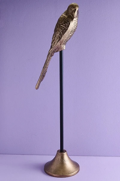 Small Silver Tropical Bird Metal Standing Figurine