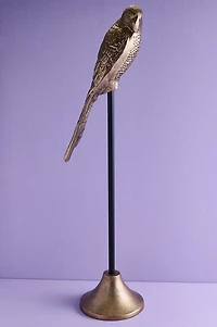 Small Silver Tropical Bird Metal Standing Figurine