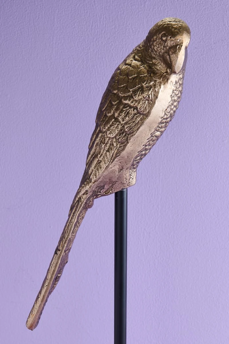 Small Silver Tropical Bird Metal Standing Figurine