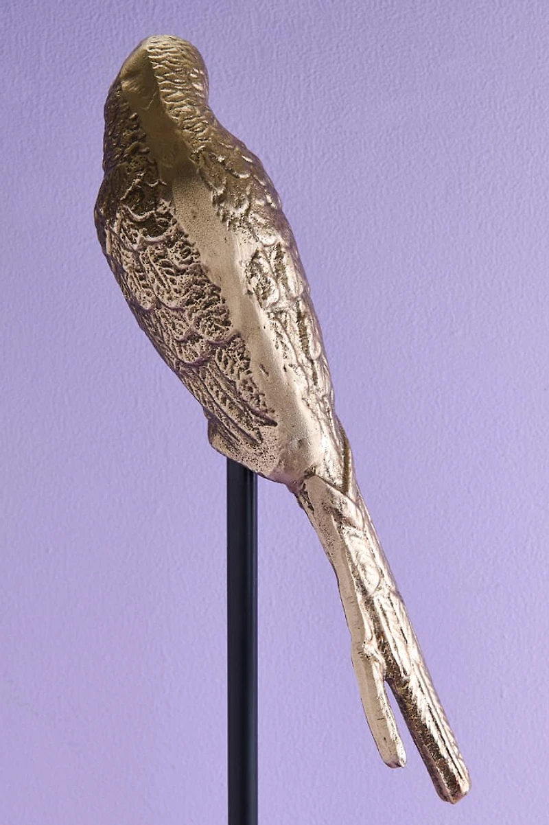 Small Silver Tropical Bird Metal Standing Figurine