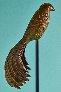 Large Brown Tropical Bird Metal Standing Figurine