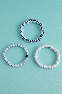 Black and White Skull Stone Bracelet Set