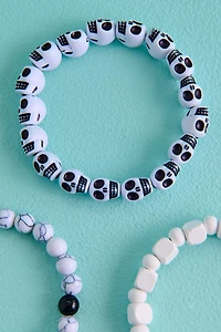 Black and White Skull Stone Bracelet Set
