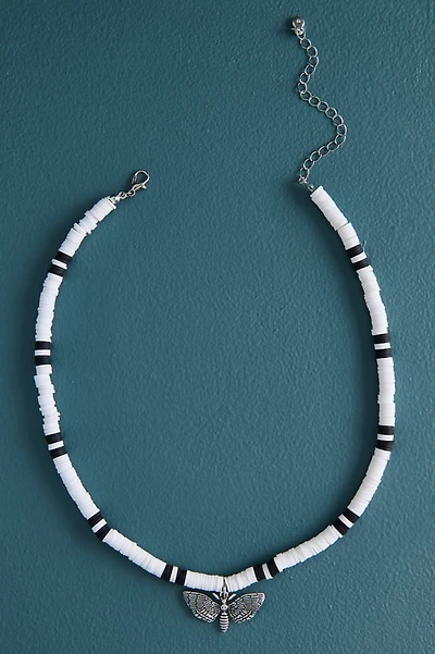 Black and White Faux Shell Moth Necklace