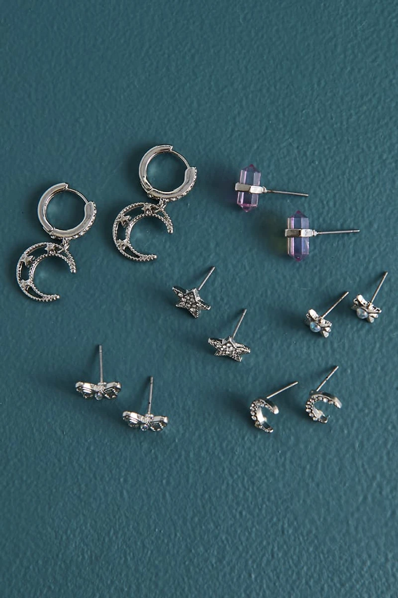 Starlit Butterfly Faux Stone Earring Set