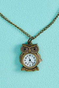 Antique Owl Clock Necklace