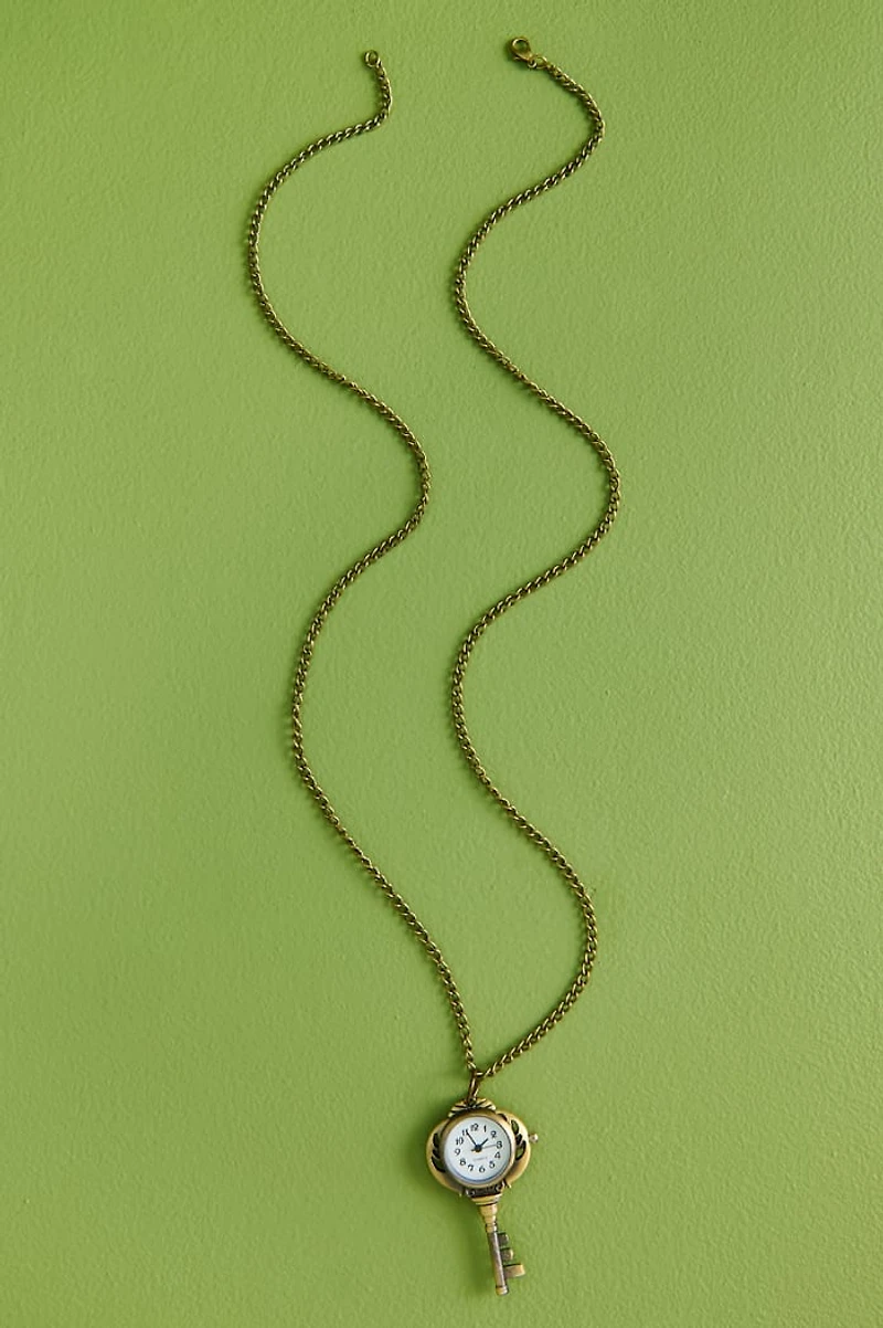 Antique Key Clock Necklace