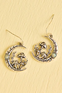 Silver Moonlit Mushroom Garden Earrings