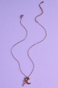 Orange Glass Moon Snake Necklace